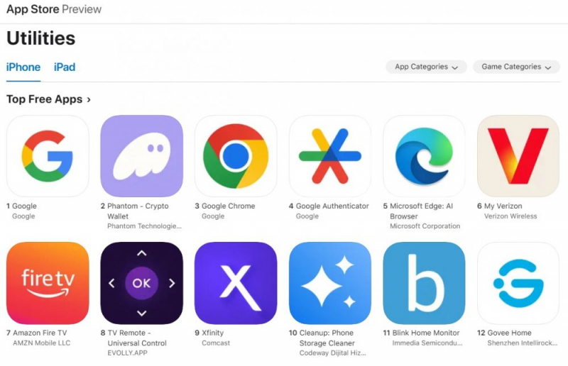 
			Phantom занимает второе место в&nbsp;категории утилит Apple в&nbsp;App Store США		