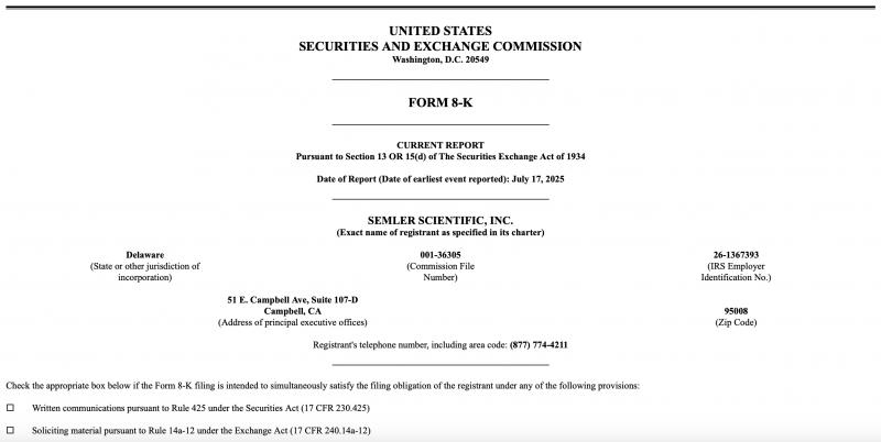 Semler Scientific инвестировала в биткоины на $25 млн, но с начала года акции компании упали на 22%